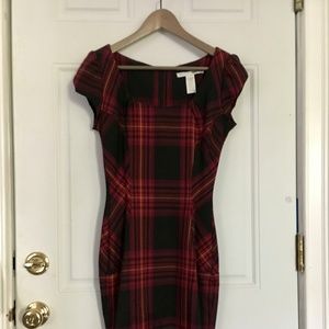 Necessary Objects Plaid Fitted Cocktail Dress